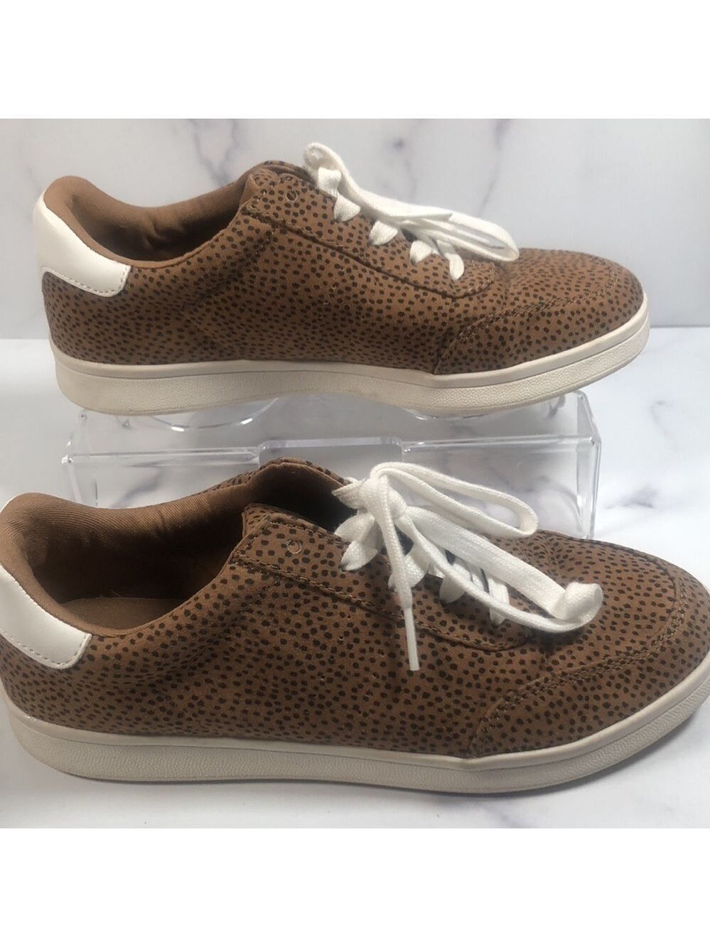 Old Navy Soft-Brushed Faux-Suede Sneakers Cheetah Print Size 8